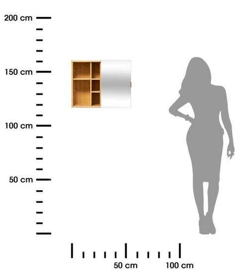 MIKO szafka łazienkowa bambusowa wisząca z lustrem, wys. 45 cm 