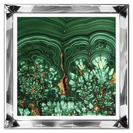 MINERAŁ - BUTELKOWA ZIELEŃ obraz w lustrzanej ramie, 51x51 cm