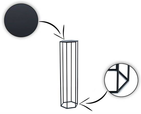 MIRIAM kwietnik metalowy czarny podstawa sześciobok, wys. 100 cm