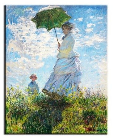 MONET - Kobieta z parasolką i dzieckiem, przechadzka, obraz 50x70 cm
