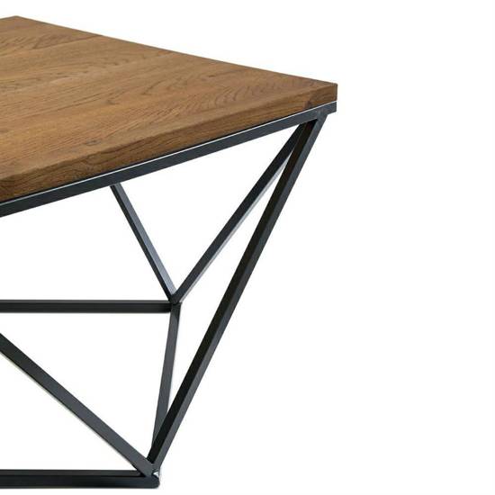 NADIA stolik kawowy z naturalnego drewna i metalu, 60x60 cm