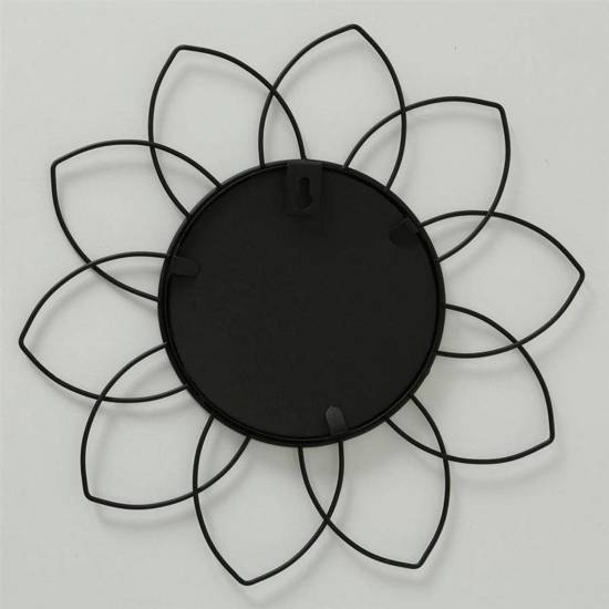 NAIM komplet 3 czarnych luster ściennych w metalowej ramie druciane kwiatki