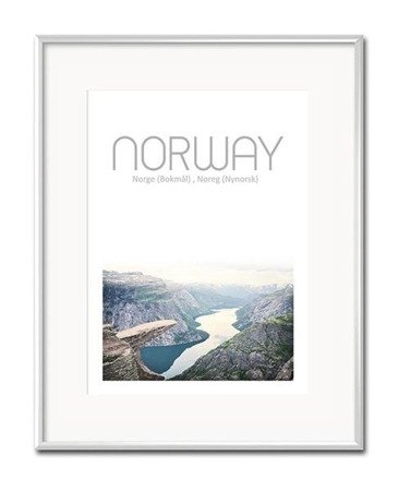 NORWAY obraz Norwegia w białej ramie, 21x26 cm