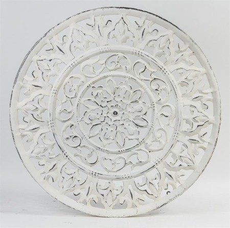 ORNAMENT dekoracja ścienna w kształcie koła, biały przecierany, Ø 79 cm
