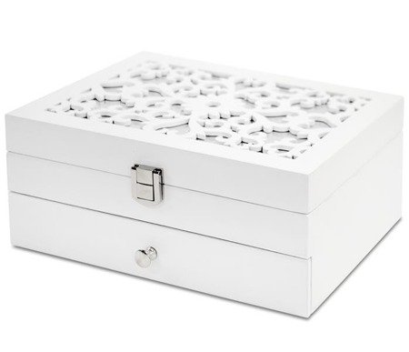 ORNARE szkatułka na biżuterię biała ażurowa, 9x21x17 cm 