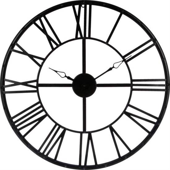 PABLO zegar ścienny metalowy z czarnym obramowaniem w stylu loft, Ø 70 cm