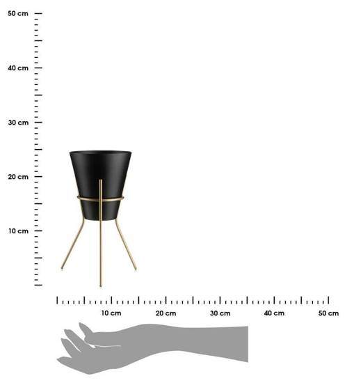 PALL kwietnik stojący czarny na złotych nogach, wys. 24 cm