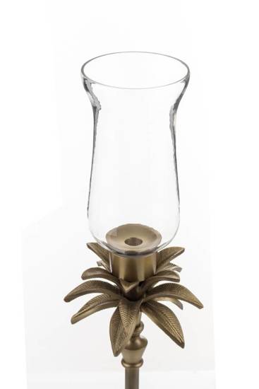 PALMA świecznik metalowy złoty ze szklanym kielichem, wys. 69 cm
