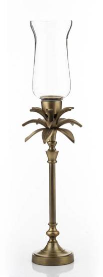 PALMA świecznik metalowy złoty ze szklanym kielichem, wys. 69 cm