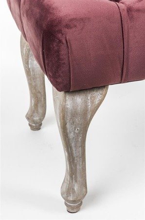 PARIS siedzisko pikowane bordowe aksamitne na giętych nogach, 40x98x39 cm