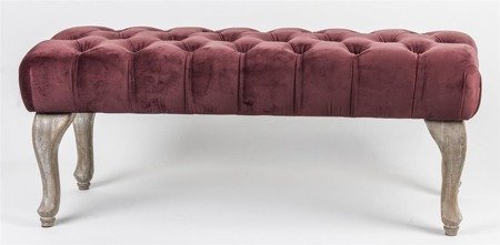 PARIS siedzisko pikowane bordowe aksamitne na giętych nogach, 40x98x39 cm