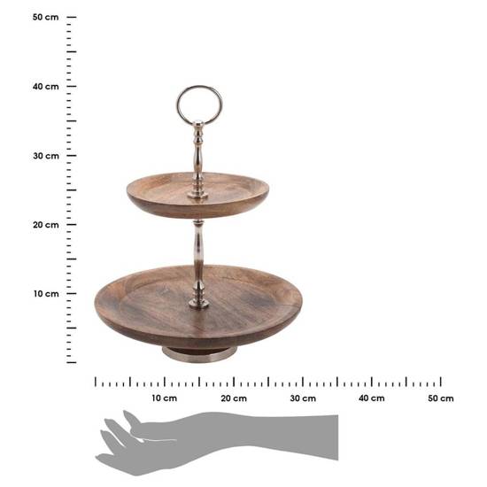PARTE patera na ciasto 2 poziomy z naturalnego drewna mango, 40x30 cm