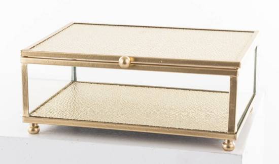 PATH szkatułka na biżuterię przezroczysta ze złotymi elementami, 6x15 cm