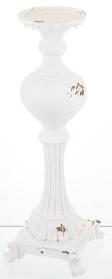 PEDRO świecznik biały z przetarciami, wys. 40 cm