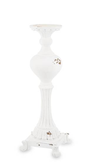 PEDRO świecznik biały z przetarciami, wys. 40 cm