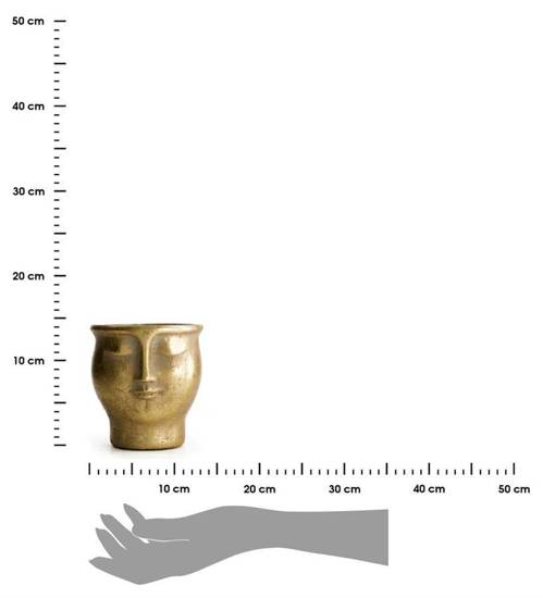 PEPO osłonka z motywem ludzkiej twarzy cementowa antyczne złoto, wys. 14 cm