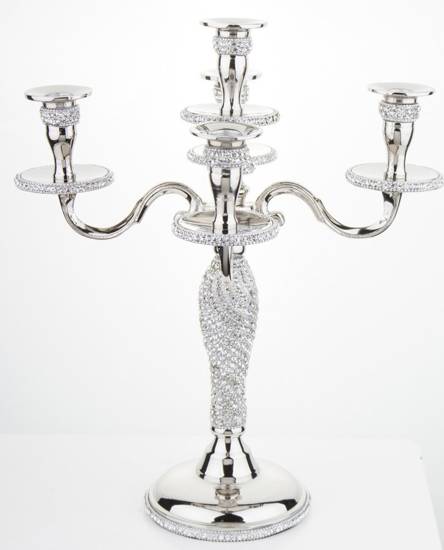 PERLTA świecznik pięcioramienny srebrny, wys. 40 cm