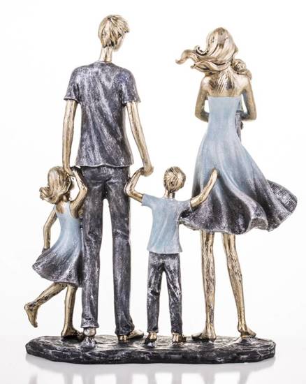 PIĘCIOOSOBOWA RODZINA figurka przedstawiająca matkę i ojca z dziećmi, wys. 27 cm