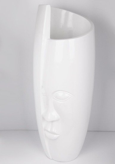 PIĘKNY EFEZJAN duży wazon biały z wizerunkiem twarzy, wys. 111 cm
