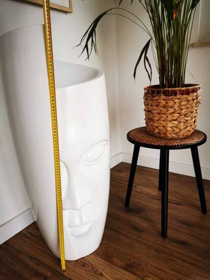 PIĘKNY EFEZJAN duży wazon biały z wizerunkiem twarzy, wys. 89 cm