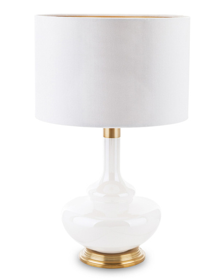 PRALINA lampa stołowa  z białym kloszem na złotej podstawie, wys. 67 cm