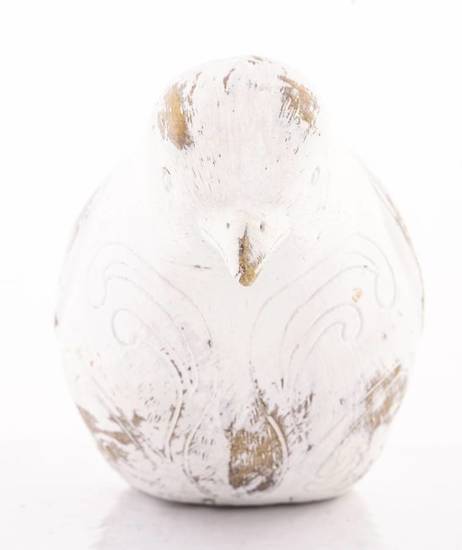 PTAK figurka biała z przetarciami w kształcie kwiatków, wys. 9 cm