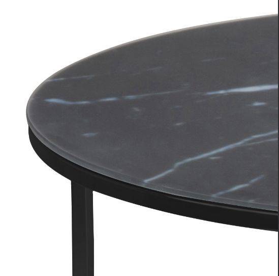 RALLO stolik 80 cm z matowego szkła hartowanego ze wzorem marmuru, wys. 45 cm