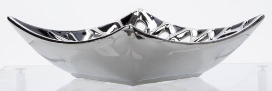 RONNIE patera czarno-srebrna ze srebrnymi ażurowymi wstawkami, 9x25x25 cm