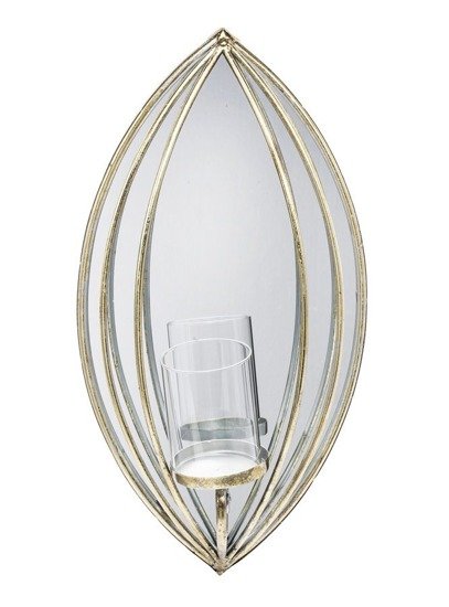 ROSALIE lampion, świecznik ścienny z lustrem w kształcie łzy, do powieszenia, wys. 46 cm