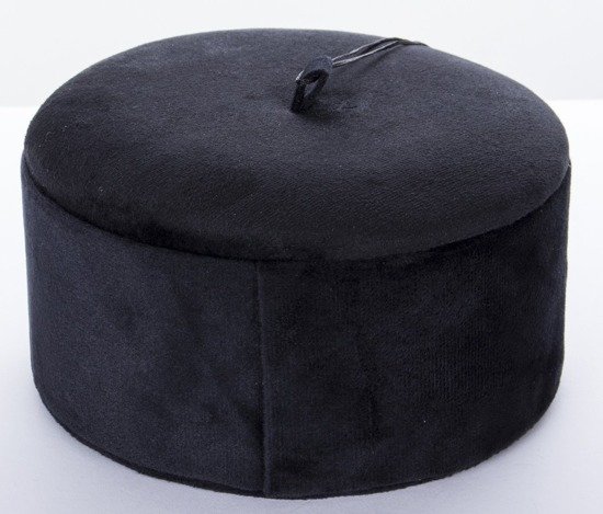ROSELINE szkatułka na biżuterię welurowa czarna z frędzelkiem, 8x15x15 cm