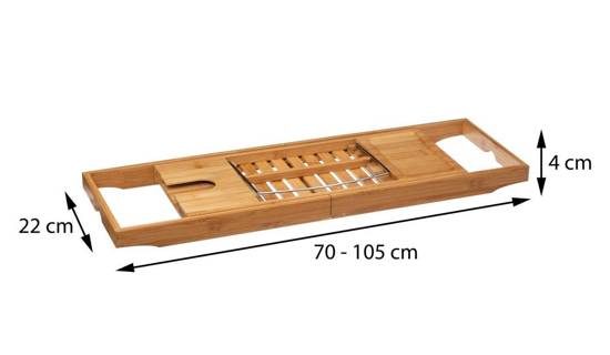 ROSSI półka na wannę drewniana bambusowa rozsuwana, 70-105 cm