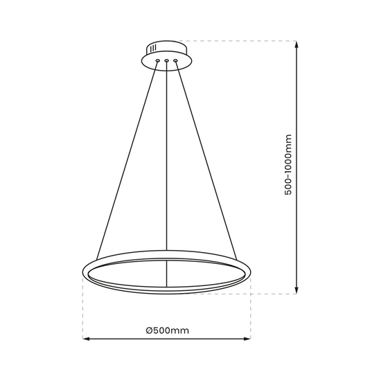 ROTA lampa wisząca okrąg Led czarna 27W, wys. 50-100 cm
