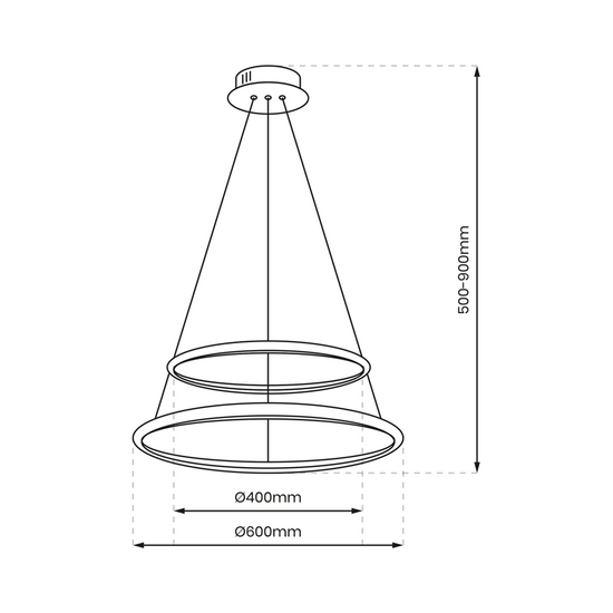 ROTA lampa wisząca okręgi Led chrom 51W, wys. 50-90 cm 
