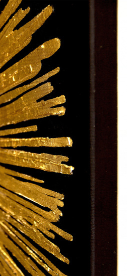 ROZBŁYSK obraz ręcznie malowany złote pręty na czarnym tle, 60x60 cm