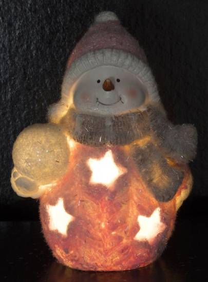 RÓŻOWY BAŁWAN figurka świąteczna LED, wys. 15 cm
