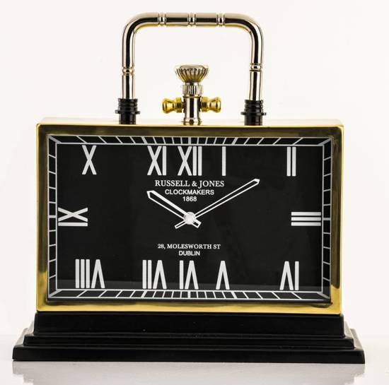RUSSELL & JONSES zegar metalowy czarny ze złotym obramowaniem, 38x14 cm