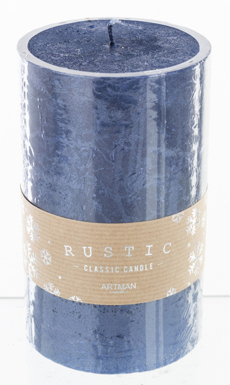 RUSTIC CLASSIC świeca niebieska walec, wys. 15 cm