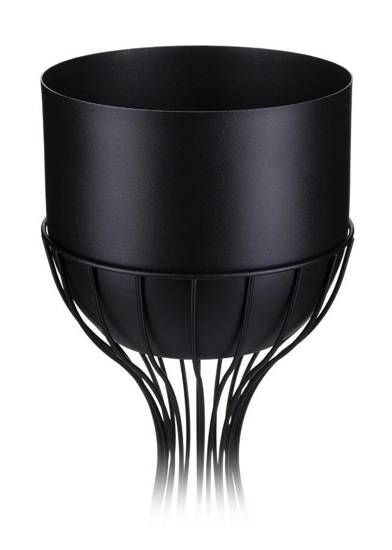 SALLY nowoczesny druciany kwietnik czarny z czarną osłonką, wys. 46 cm