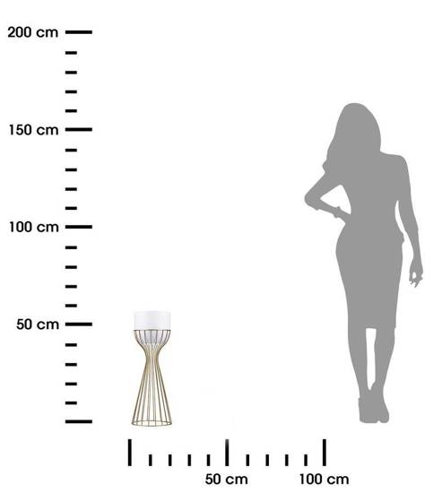 SALLY nowoczesny druciany kwietnik złoty z białą osłonką, wys. 46 cm