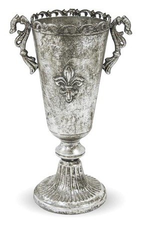 SANDRA wazon metalowy srebrny, wys. 34 cm