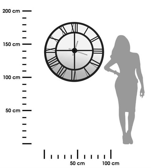 SATURI zegar czarny lustrzany w stylu loft, Ø 90 cm