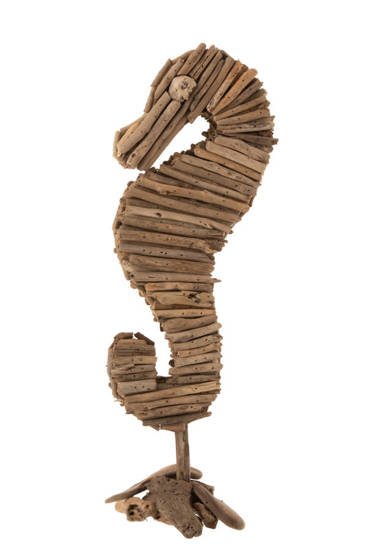 SEAHORSE konik morski z drewna driftowego/driftwood na stópce, wys. 54 cm 