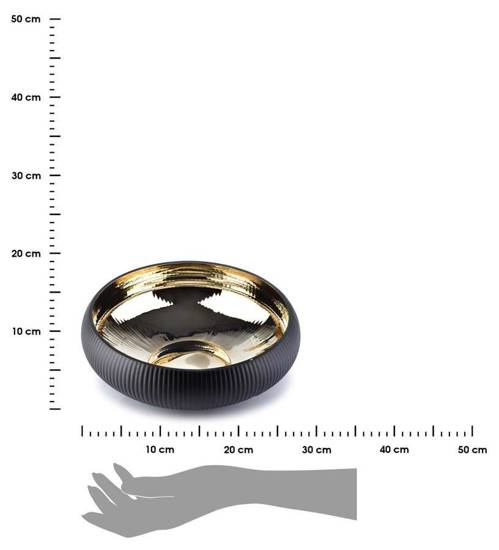 SERENITE misa dekoracyjna szklana czarno-złota, Ø 29 cm