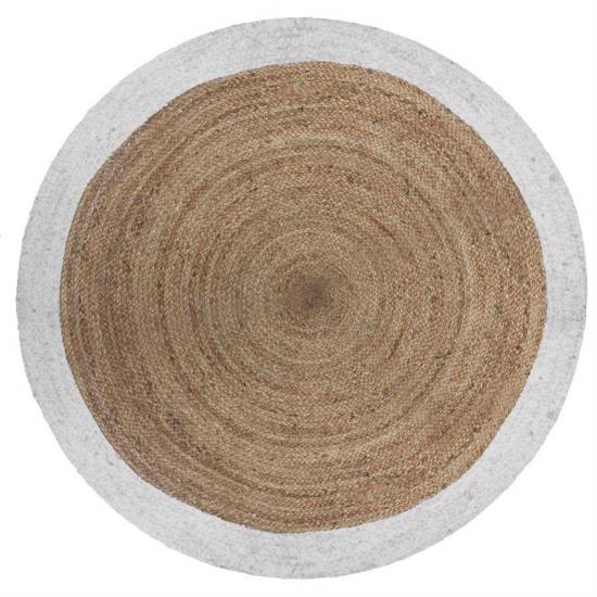 SIBIR okrągły dywan jutowy z białymi brzegami, Ø 120 cm