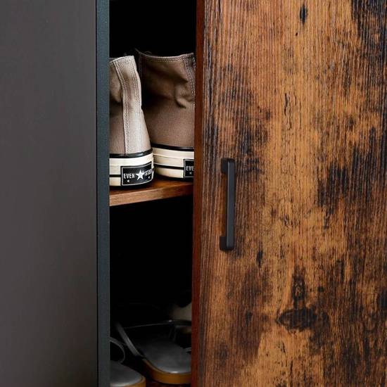 SIELLA szafka na buty z przesuwnymi drzwiami na czarnych nogach, wys. 100 cm