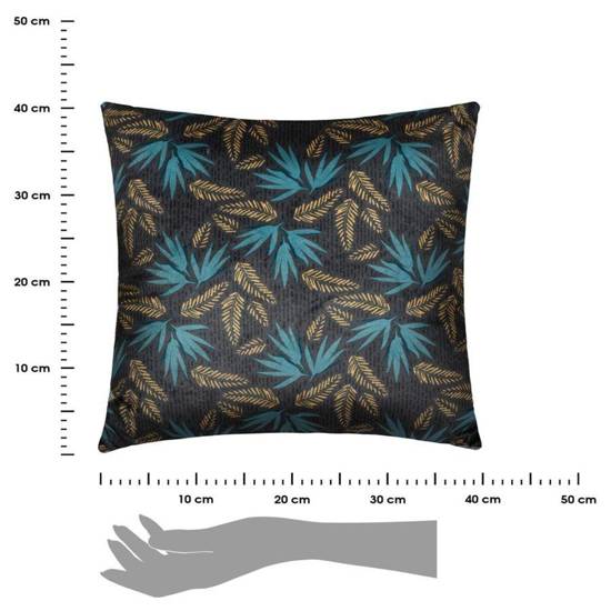 SIERRA poduszka ciemnoszara z ozdobnym wzorem listki, 40x40 cm