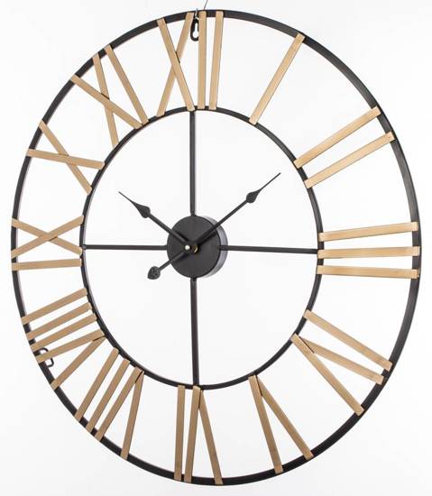 SIGN zegar ścienny minimalistyczny metalowy czarno-złoty, Ø 60 cm 