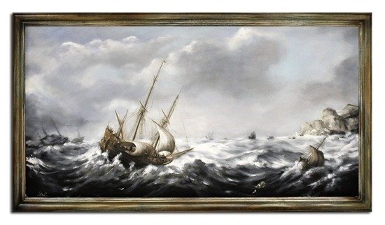 SIŁA OCEANU obraz ręcznie malowany w dekoracyjnej ramie, 96x167 cm