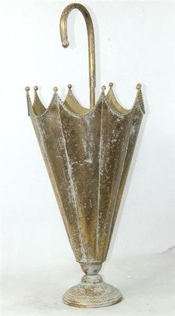SILLAR parasolnik w formie parasola, metalowy stojak na parasole stare złoto, wys. 76 cm 