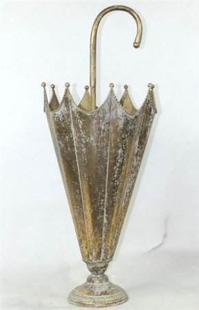 SILLAR parasolnik w formie parasola, metalowy stojak na parasole stare złoto, wys. 76 cm 